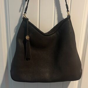Gucci dark brown Leather Shoulder Hobo with Tassel